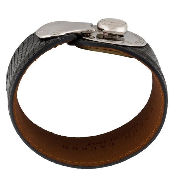 Ralph Lauren Graphite Python Print Polished Chrome Wrap Ricky Bracelet - Picture 2 of 16